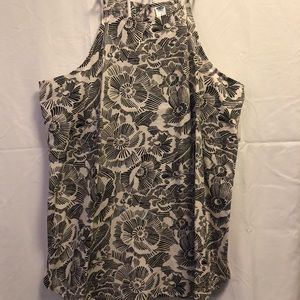 Black and white floral print tank top